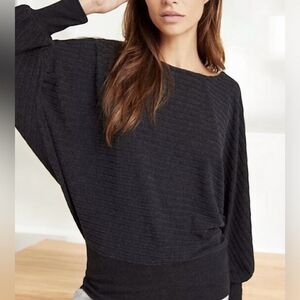 Anthropologie Saturday Sunday Cozy Dolman Ribbed Black Sweater Sweatshirt XS